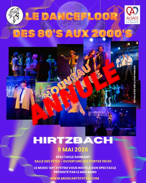 ANNULÉ ! DANCEFLOOR – des 80’s aux 2000’s – à HIRTZBACH – le 9 mai 2026